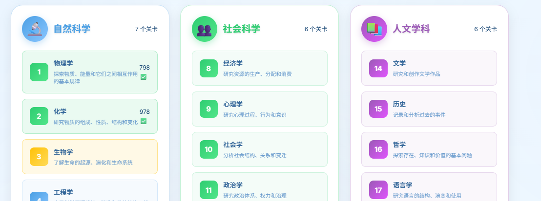 学科领域选择